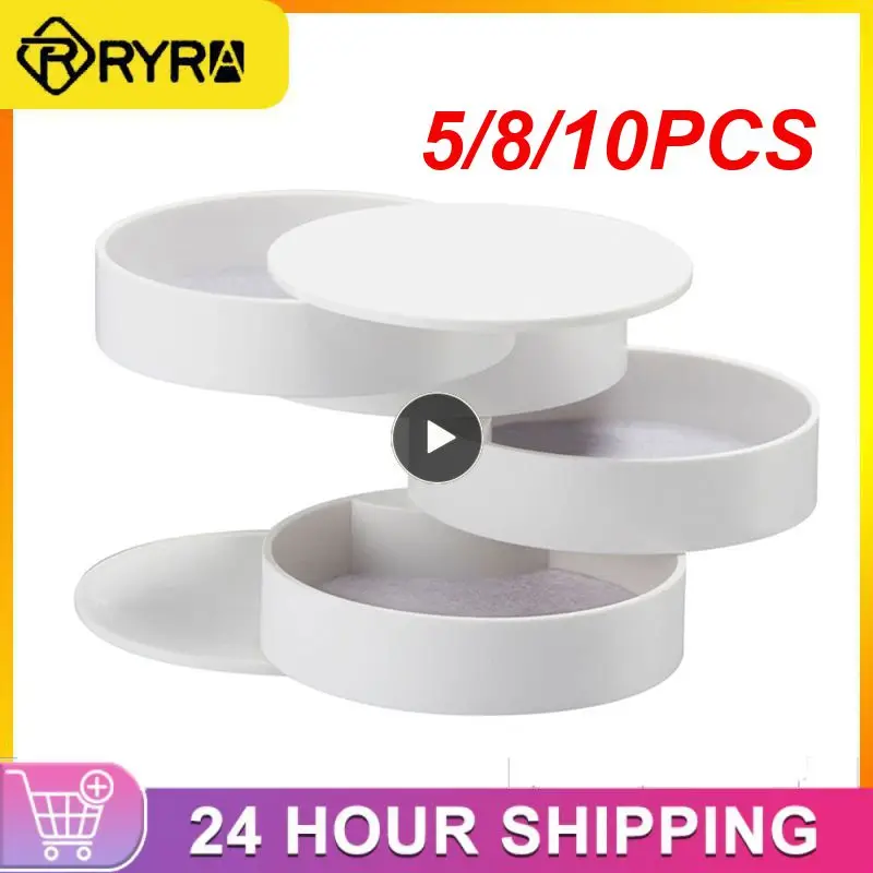 

5/8/10PCS Multilayer Advanced Rotating Plastic Jewelry Box 360 Degrees Rotary Holder 4 Layers Jewelry Storage Box Small Items