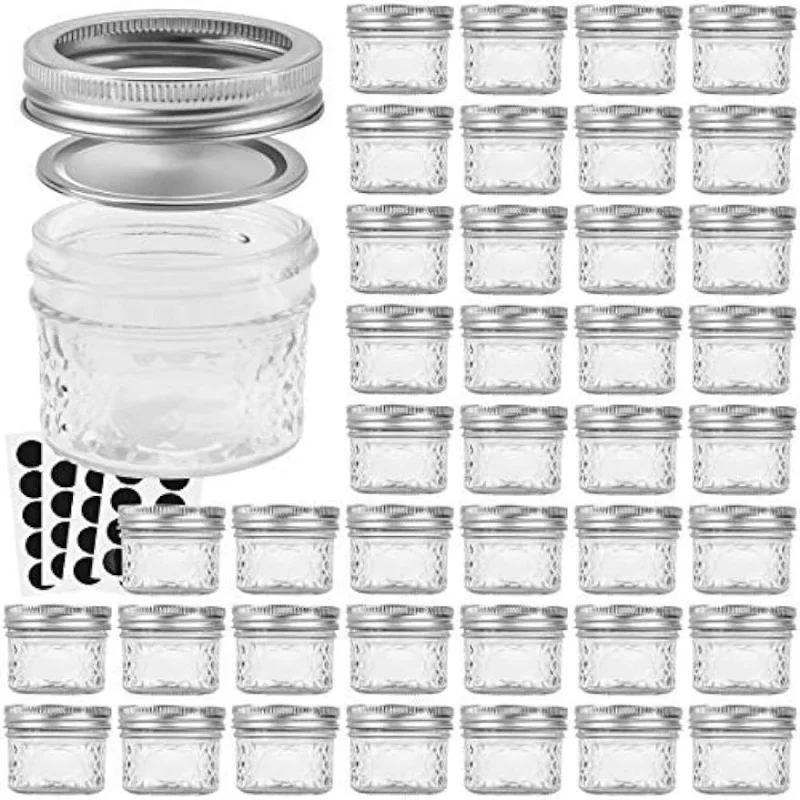 

VERONES Mason Jars 4 OZ, Canning Jars With Regular Lids, Ideal for Jam, Honey, Wedding Favors, Shower Favors, DIY Spice Jars