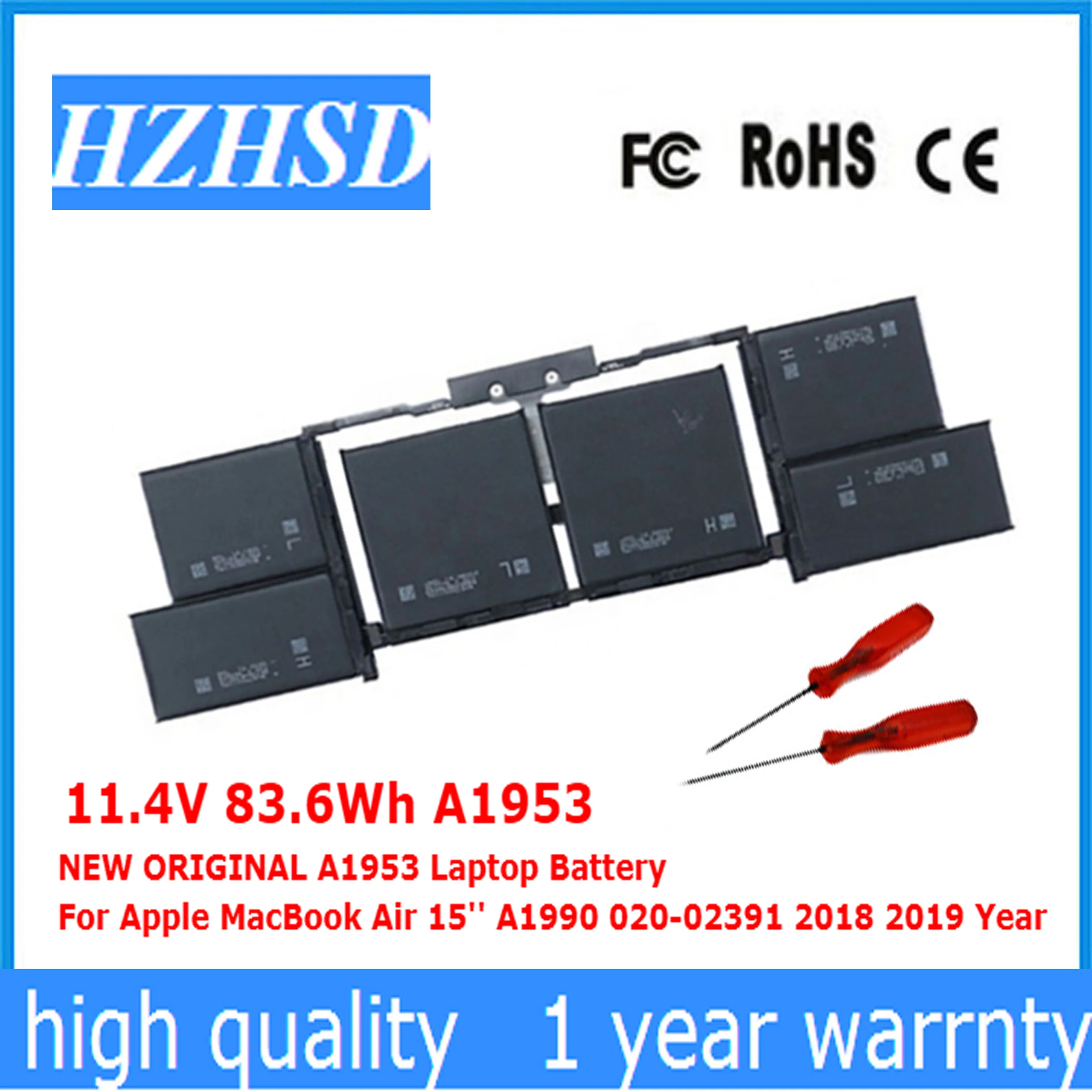 11.4V 83.6Wh A1953 Nuova Batteria Originale Per Laptop A1953 Per Apple Macbook Air 15 ''A1990 020-02391 2018 2019 Anno