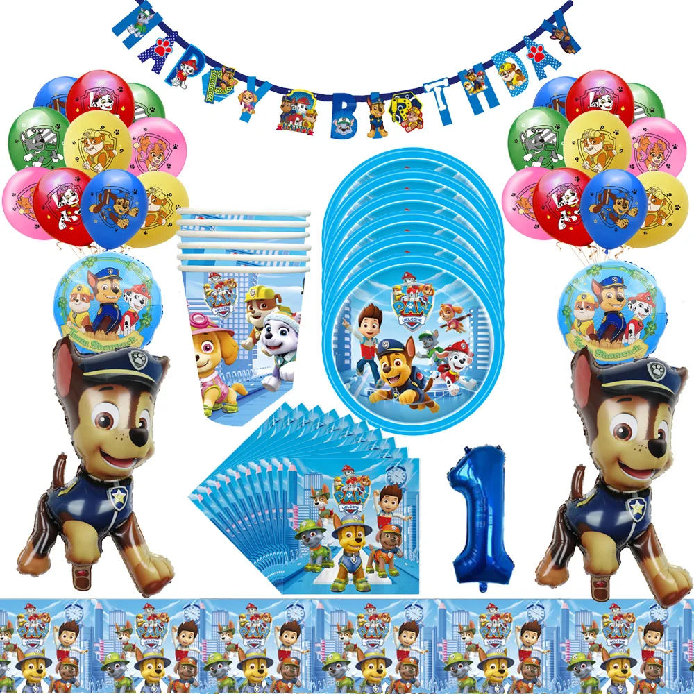 

PAW Patrol Children's Birthday Party Supplies Table Decoration And Accessories Plate Cup Latex Ballon Set Festivel Event Toy Gif