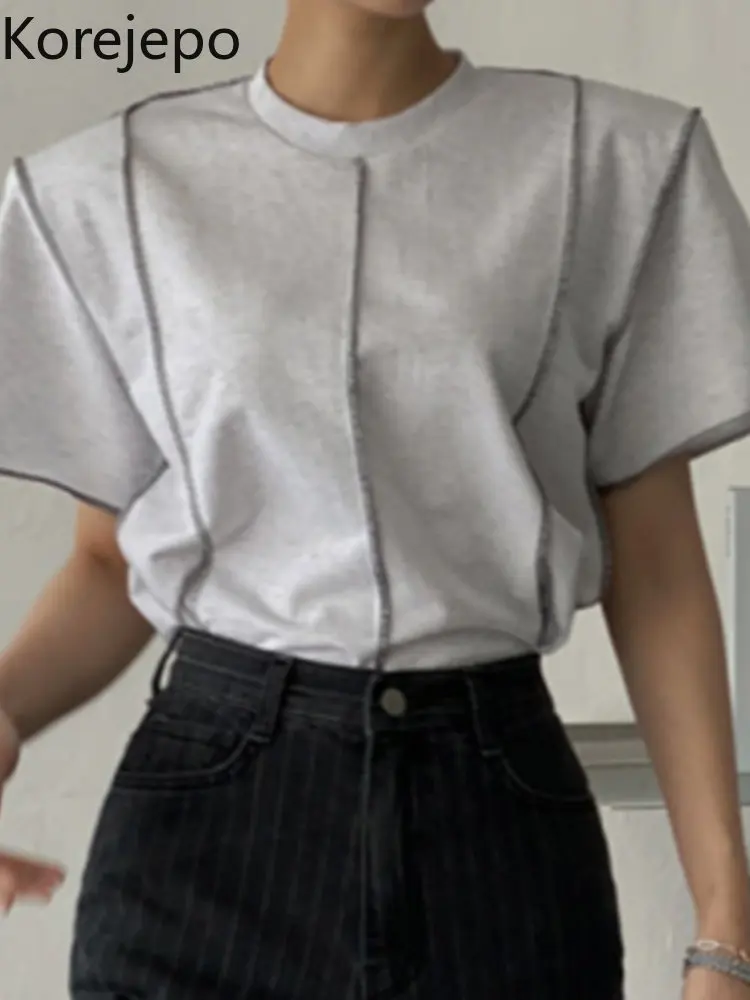 

Корейская шикарная летняя рубашка Кореи, новинка 2022, тонкая Сетчатая футболка с круглым вырезом и коротким рукавом