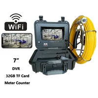 7" WiFi Meter Counter DVR Recording Pipe Inspection Camera IP68 Drain Sewer Pipeline Industrial Endoscope Android/IOS,TIMUKJ