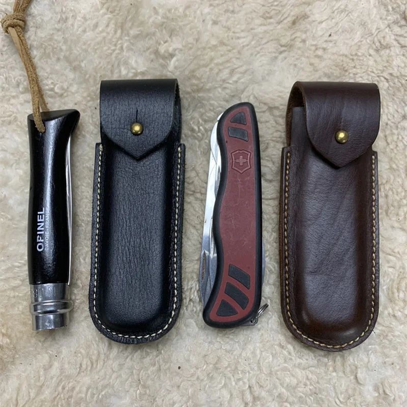 

Folding Tool Case Genuine Leather Cover Scabbard for 111mm Folding Knife German Military Officer Rescue Sentry OPINEL NO.8
