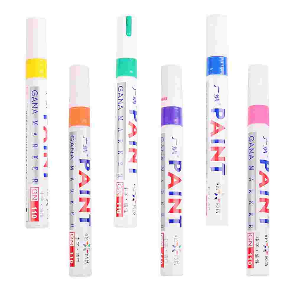 

6 шт. промышленная краска ручки краски ремонт краски авторучка водонепроницаемый маркер граффити цветные маркеры