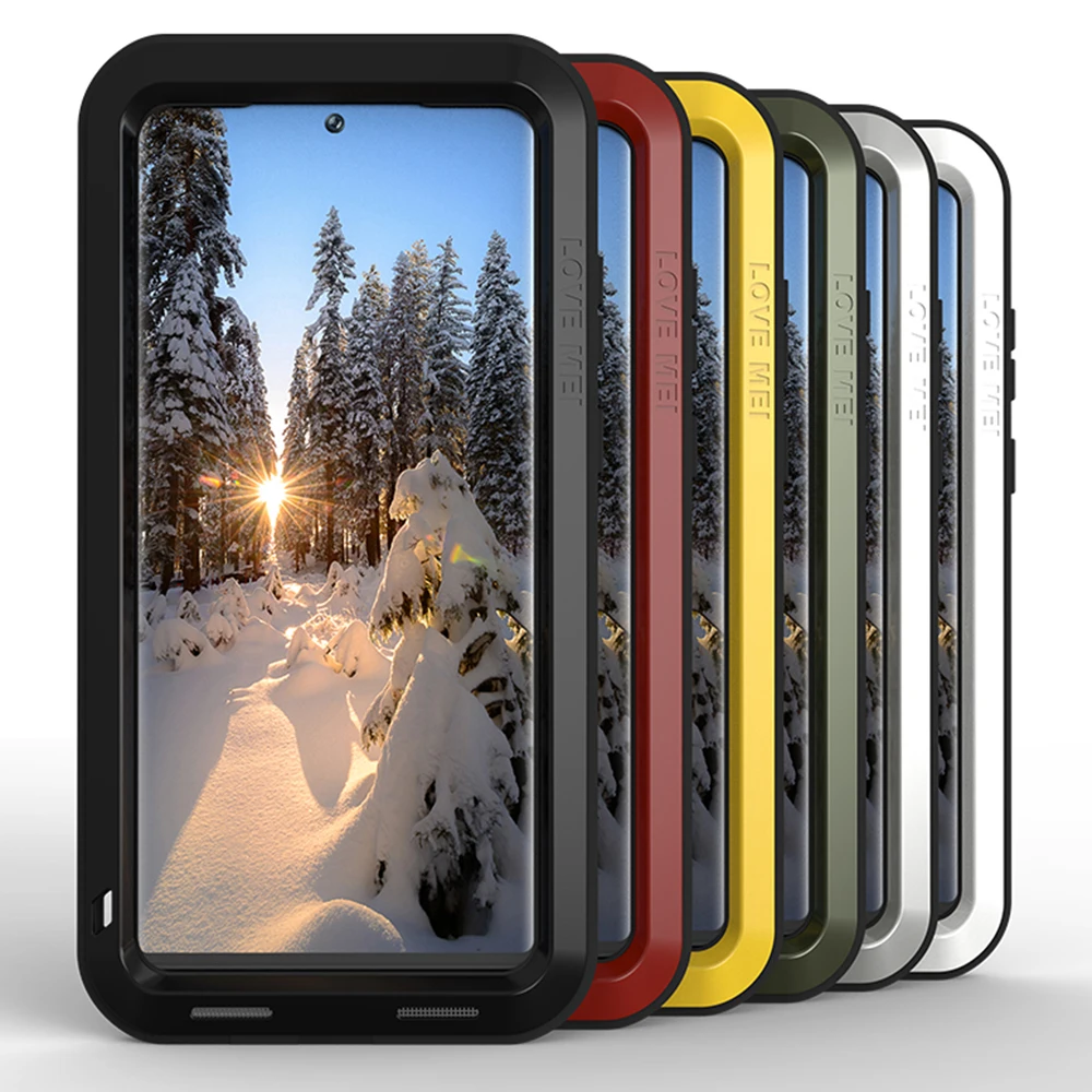 Original LOVE MEI Case For Samsung Galaxy S23 Ultra Metal Armor Cover S22U S21 Military Grade Shockproof Silicone Funda Shell