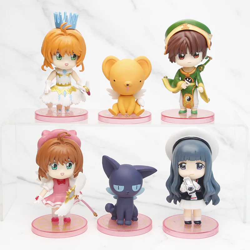 

6pcs/set Card Captor Sakura Anime Figure Kinomoto Sakura Daidouji Tomoyo Li Syaoran Kero-Chan Mini Action Figure Toys Dolls