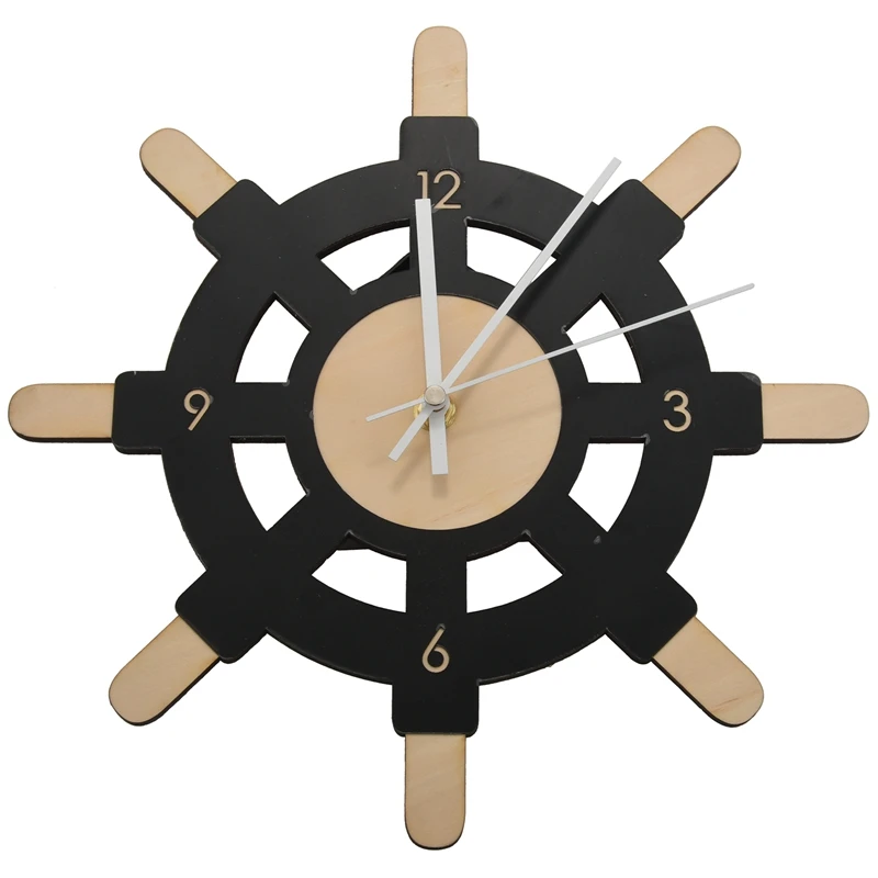 

Настенные часы из морского дерева, креативные бесшумные прозрачные акриловые часы в скандинавском стиле с рулевым колесом, украшение для к...