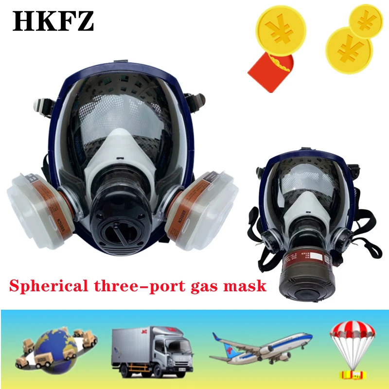 

Spherical 6800 respirator gas mask 3 ports Multifunction Super clear Sealed protective mask Spray paint Organic gas Safety mask