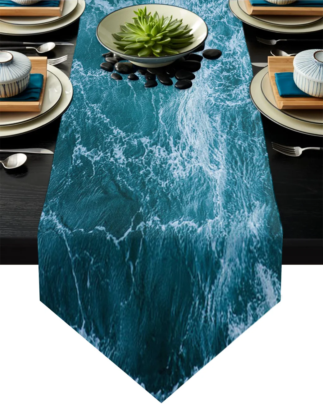 

Sea Wave Landscape Table Runners Wedding Dinning Table Decoration Farmhouse Decor Kitchen Table Runner Tablecloth