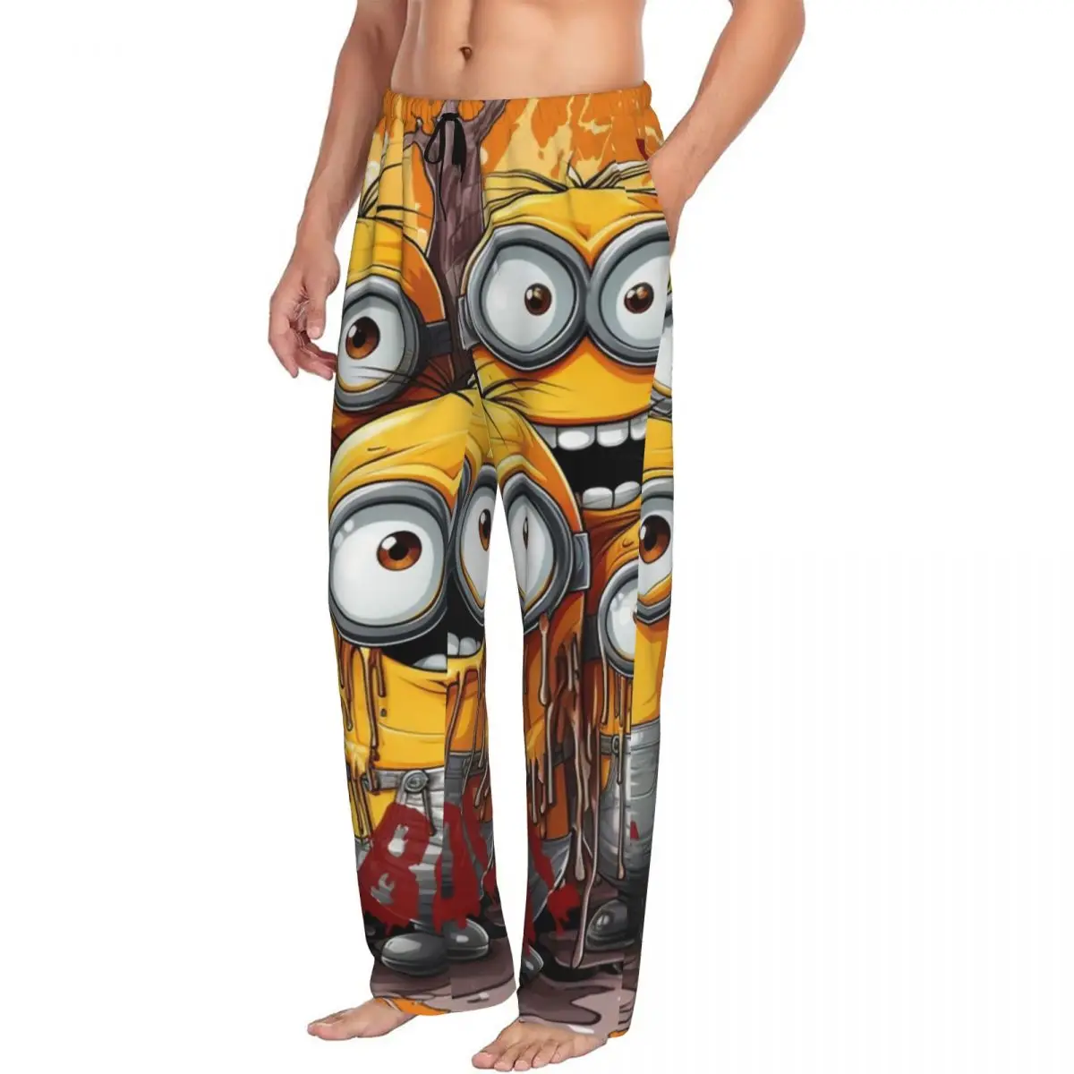 Штаны в виде миньонов под заказ Мужская одежда для сна с завязками и карманами