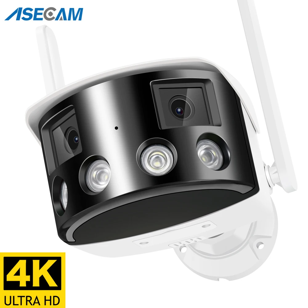 8мп 4к Wifi камера видеонаблюдения Двойная линза панорамная IP camera onvif 180 ° Широкий