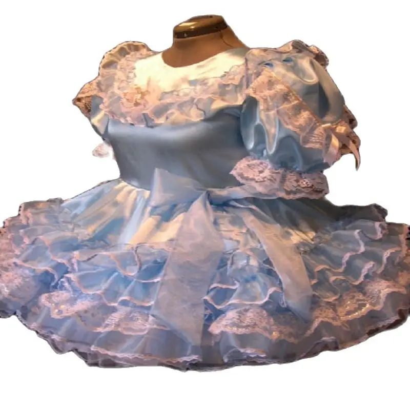 Синее кружевное платье с бантом для взрослых горничной | Тематическая одежда и