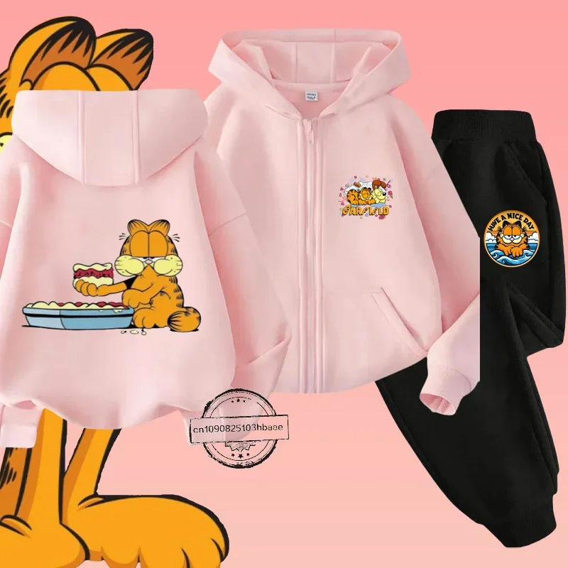 Комплект Детской Одежды С Принтом Гарфилда На Молнии Длинными Рукавами