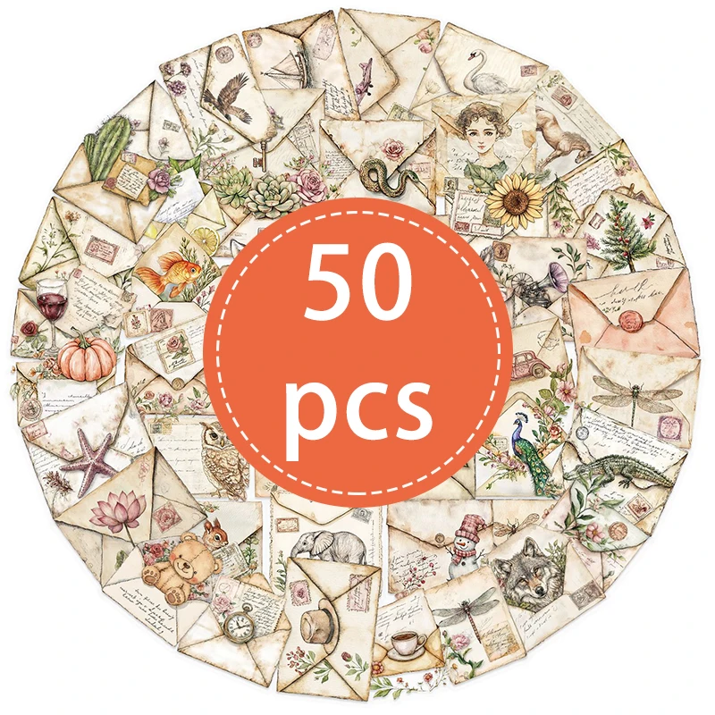 

50 шт. винтажные наклейки XIURAN