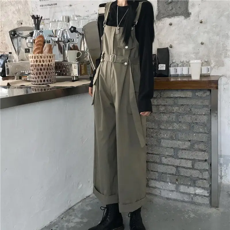 Ankle-length Overalls for Women 2023 New Fashion Vintage High Waisted Straight Jumpsuit Streetwear Wide Leg Jumpsuit T575