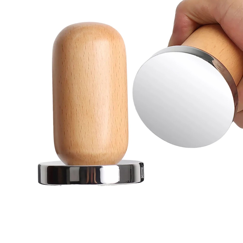 

Beech Wooden Handle Calibrated Tamper Pressure For Coffee And Espresso Mat Powder Hammer Espresso Coffee Accessories 58mm