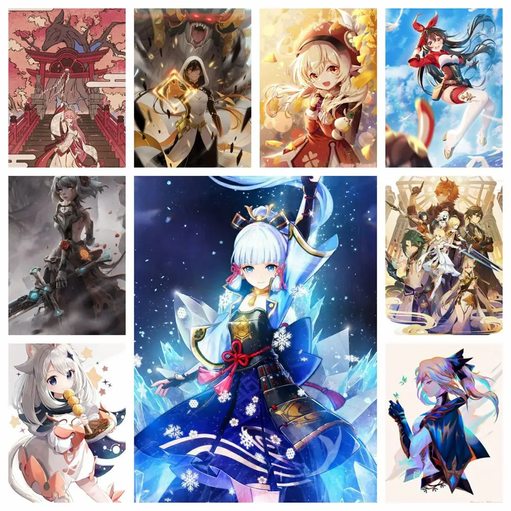 

Genshin Impact Full Diamond Painting Game Girl Xiao Keqing Hutao 5D DIY Daimond Paiting Mosaic Embroidery Anime Loli Diona Klee