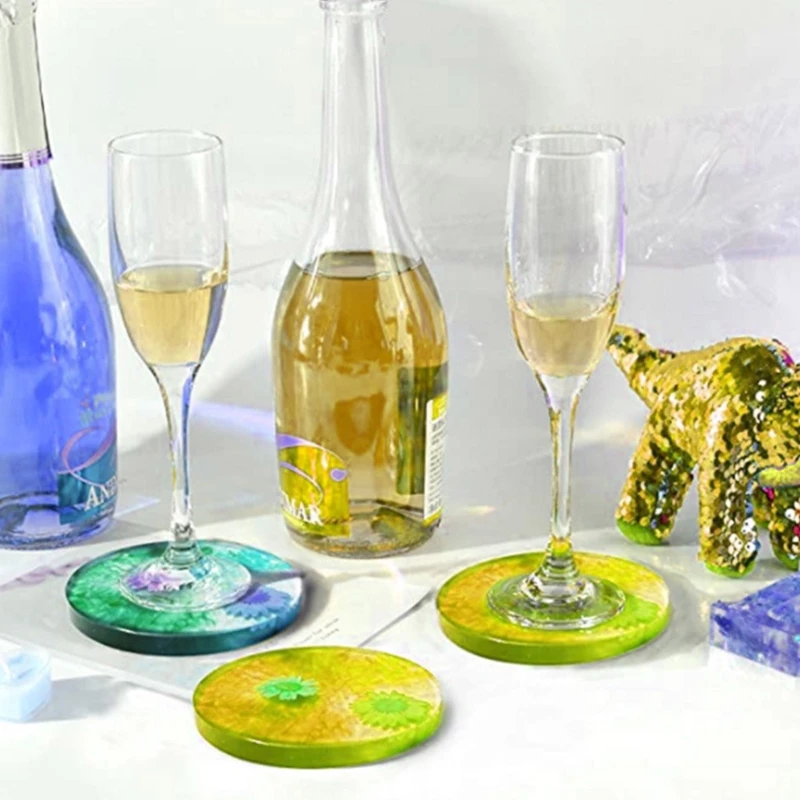 

Silicone Coaster Molds Kit Epoxy Resin Coaster Mold Set DIY Crystal Epoxy Mould Home Decoration for Resin Casting Handmade Craft