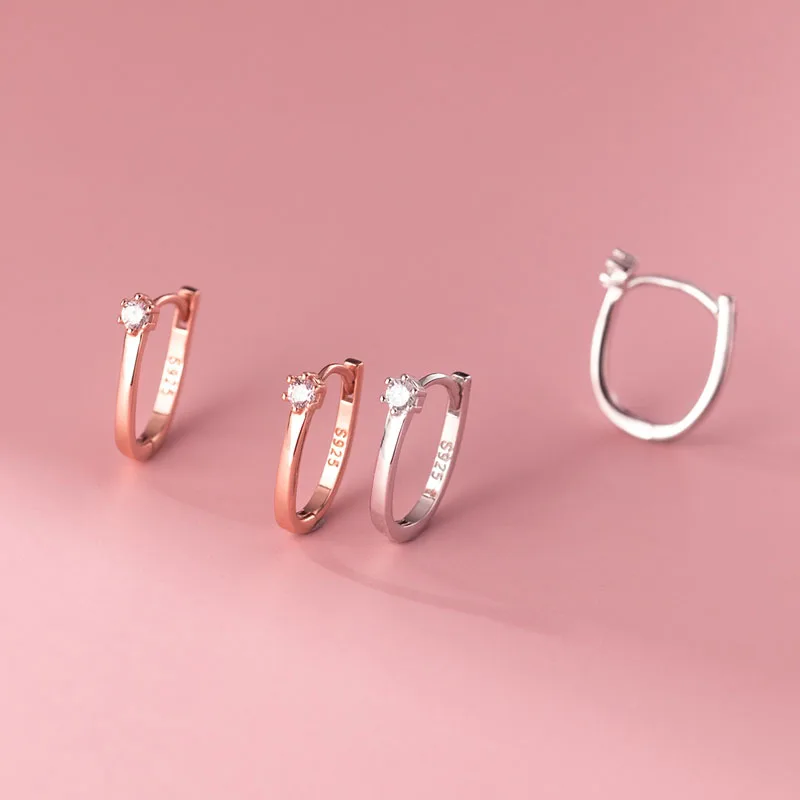 

100% S925 Sterling Silver Small Circle Hoop Earring Ear Bone Buckle Piercing Brinco for Women U Shape Jewelry YME955
