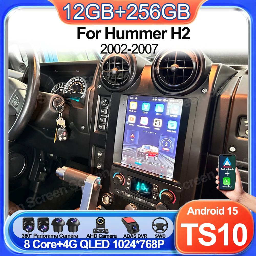 Фото 9,7-дюймовый Android 16 мультимедийный проигрыватель для Hummer H2 2002-2007, автомобильная магнитола с GPS-навигацией, сенсорным экраном, стереосистемой, RDS, 5G Wi-Fi