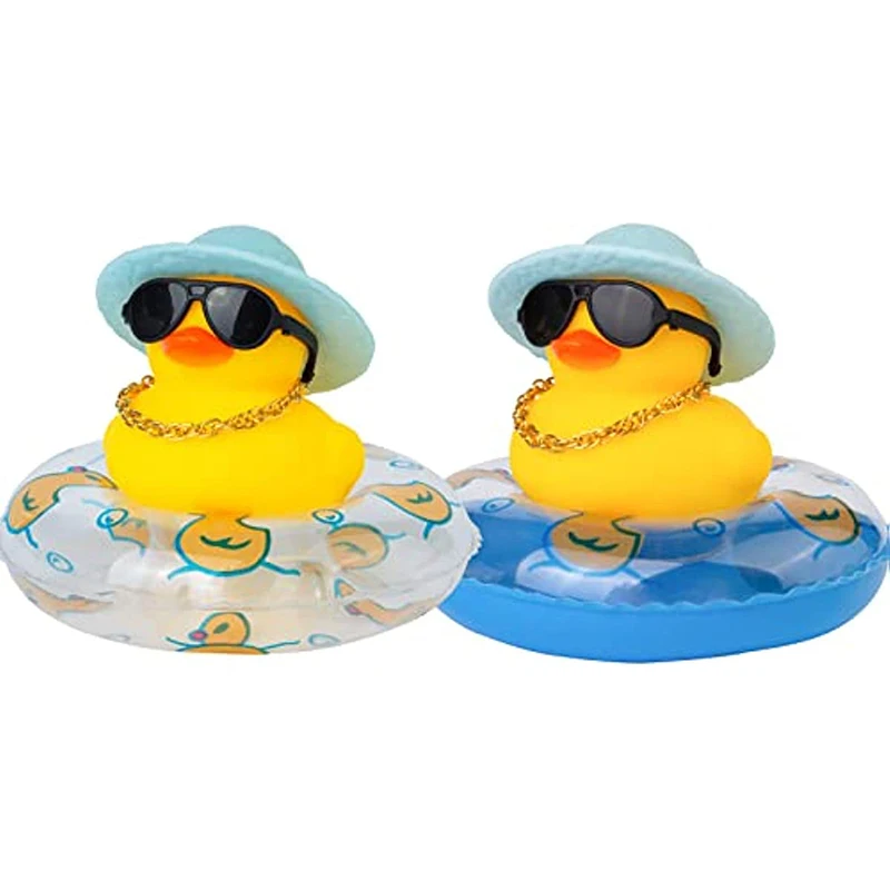 

2Pcs Car Rubber Duck Decoration Ornament Yellow Duck Christmas Gift for Auto Dashboard Rearview Mirror Bycycle Motorcycle