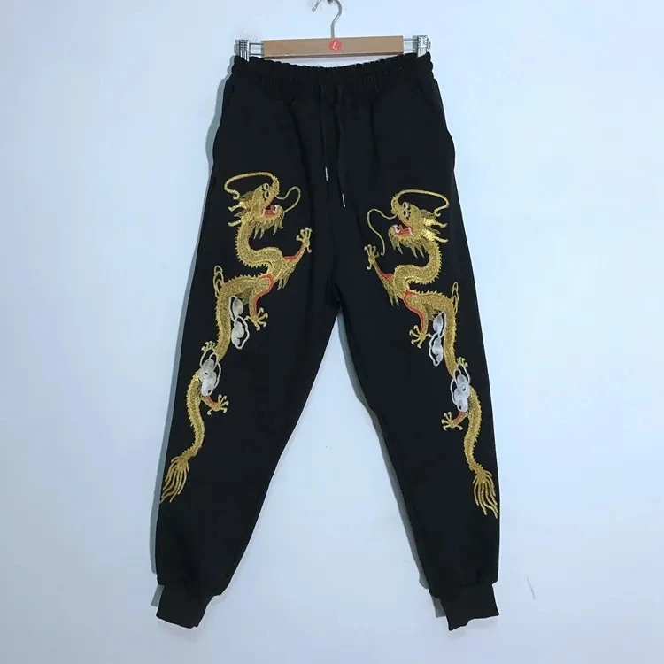 Dragon Embroidery Trousers Chic Man Boy's