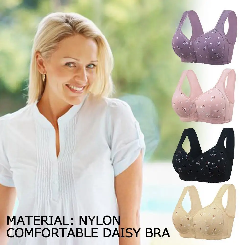 

Charm Daisy Bras Front Snaps Women Wireless Brassiere Closure Front Button Underwear Bra Comfortable Support Bra Plus Sport S5B0