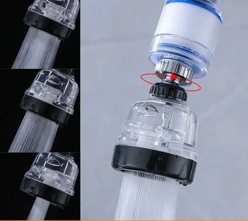 

Filtered water saving 3 function movable faucet head-transparent