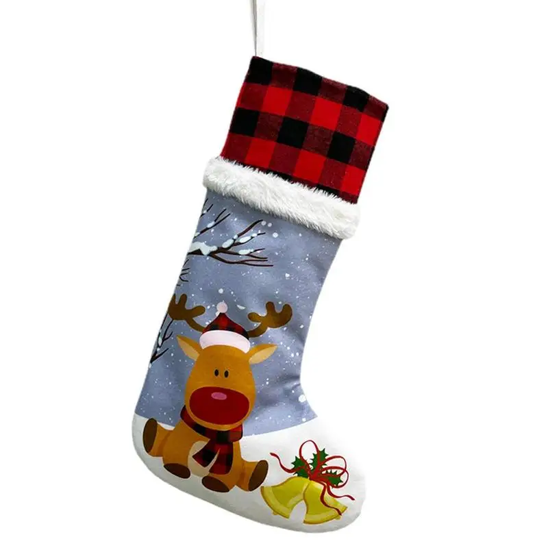 

Merry Christmas Socks Christmas Tree Ornaments Sack Christmas Gift Bag Cute Fabrics With Snowman Elk Santa Bear Style