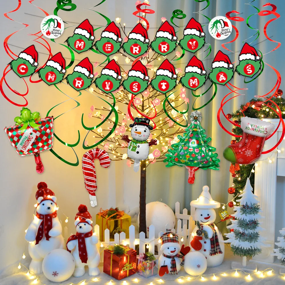 

2022 Рождественский воздушный шар в упаковке, Рождественский новый флаг, баннер, спиральное украшение, Рождественский шар