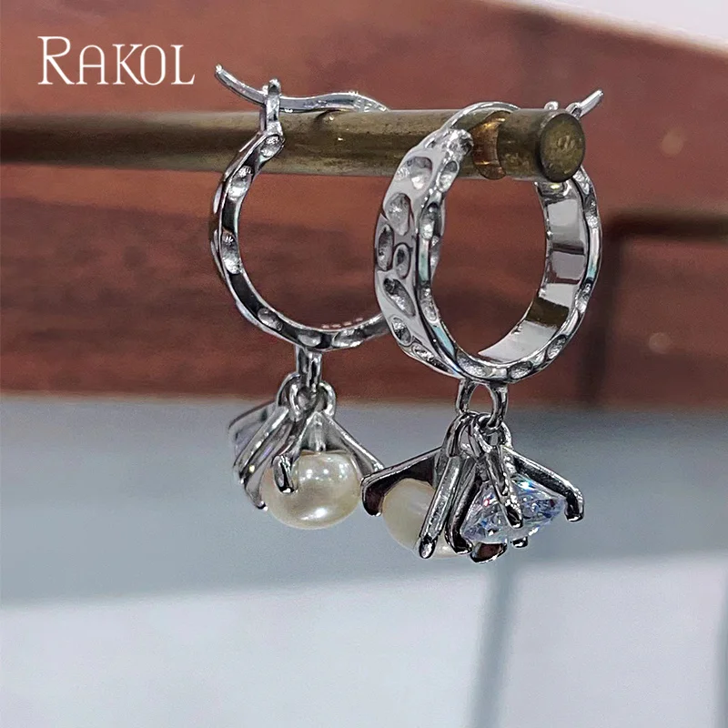 Модные круглые серьги RAKOL с циркониевыми элементами для женщин, ювелирные изделия для ушей, изысканные свадебные украшения для невесты