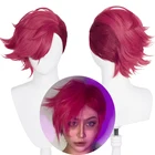 Парик для косплея LOL Arcane Vi, парик для косплея, 30 см, с глубокой розой, Короткие парики для женщин и мужчин, термостойкие синтетические волосы