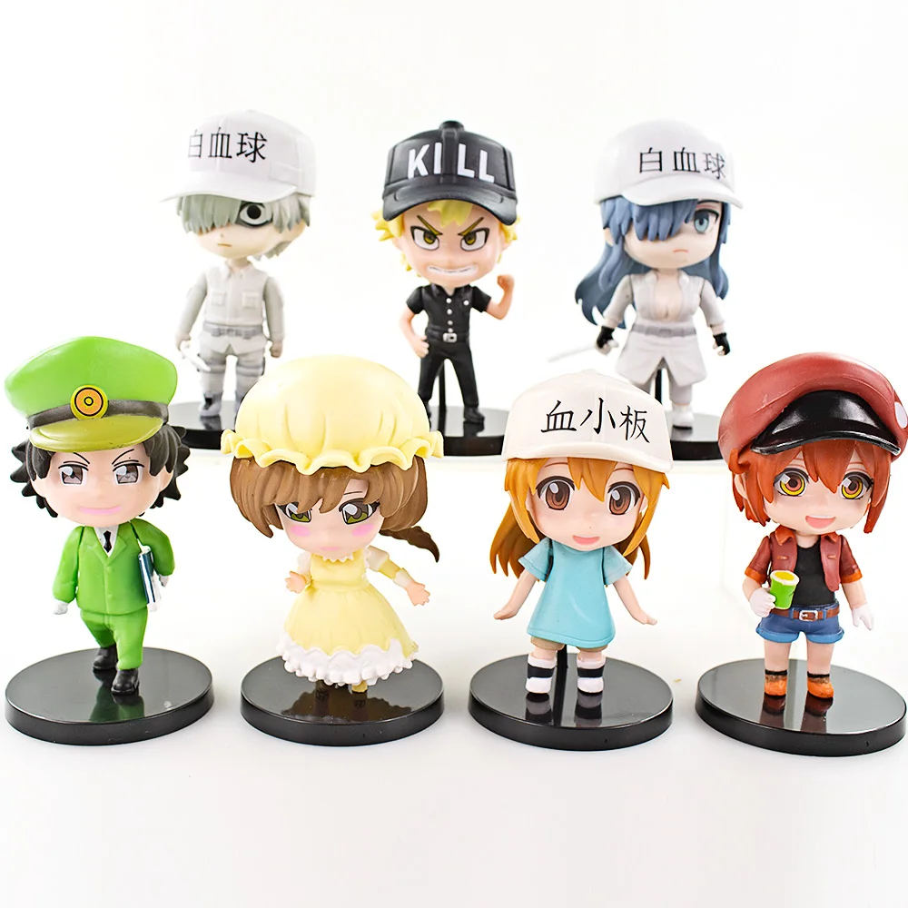 

7Pcs/Set 9cm Anime Cells at Work Platelet White Blood Cell PVC Action Figure Collectible Decoration Model Toy Gift