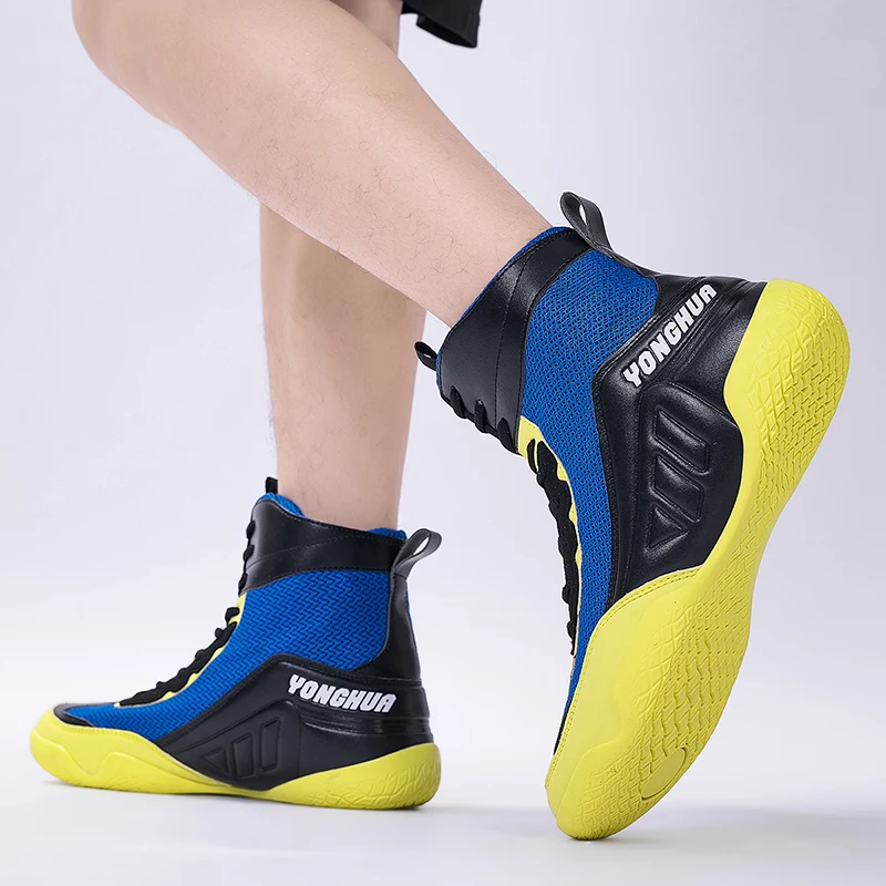 Профессиональные мужские боксерские и борцовские кроссовки синие черные