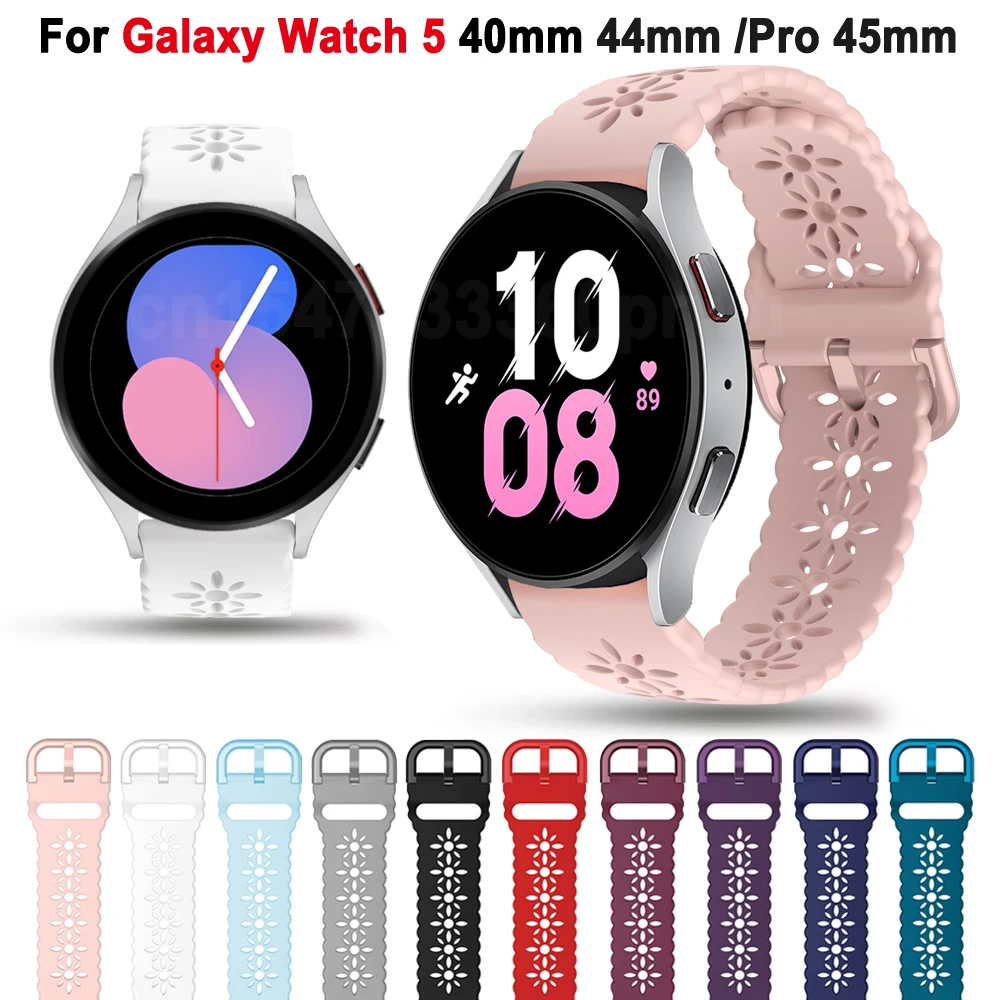 

20mm Lace Silicone Smart Watchband For Samsung Galaxy Watch 5 Strap Watch5 Pro 45mm Watch 4 40mm 44mm Classic 46 42mm Bracelet