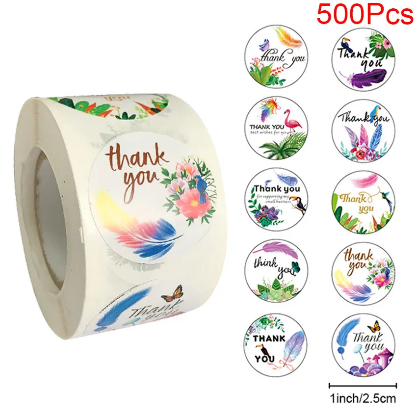 

Красивые красочные перья, цветочные, спасибо, наклейки для выпечки, подарочная упаковка, конверт, наклейки для скрапбукинга