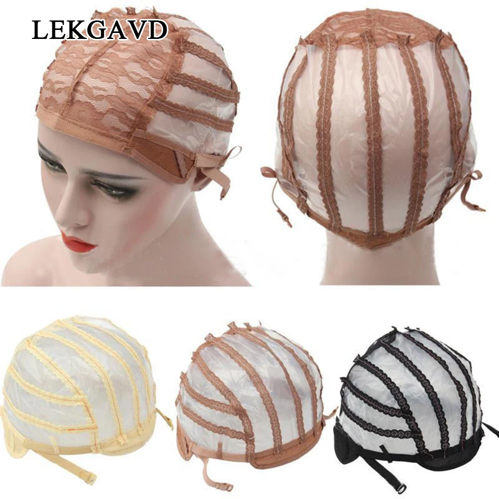 New Good Quality Wig Cap Making Wigs Straps Breathable Mesh Weaving Adjustable Cap 3 Styles  Black Beige Brown Hot Sale