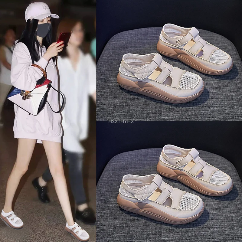 

2022 NEW Women Shoes Fisherman Sneakers Woman Mesh Breathable Flat Soft Bottom Womens Peas Flats Shoes 3CM Heels Zapatos Mujer