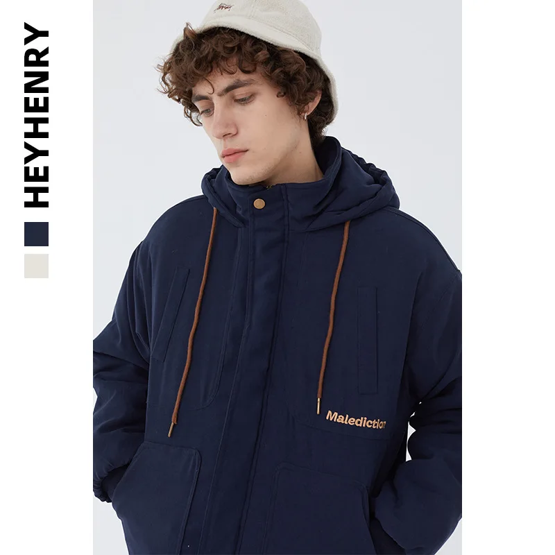 new winter men's thick padded jacket couple hooded hong kong loose jacket men's cold jacket parkas coats for men winter Coats