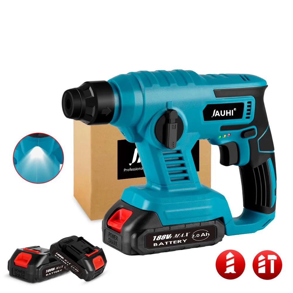 

JAUHI 1000W 8600IMP Заряжаемый молот Беспроводной многофункциональный молоток для буровой установки, для аккумулятора Makita 18V