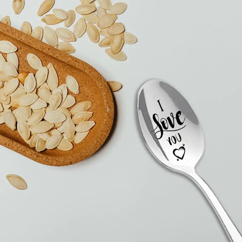 

Stainless Steel Milk Coffee Spoons Dessert Ice Cream Fruit Spoon Teaspoon Accessories Tableware Gift For Valentine's Day