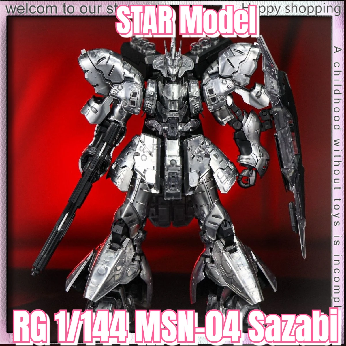 Фото Модель STAR RG 1/144 MSN-04 Sazabi Silver: Сборный набор, механическая модель с металлическим покрытием, аниме-фигурка, пластиковая модель робота, игрушка, подарок №1