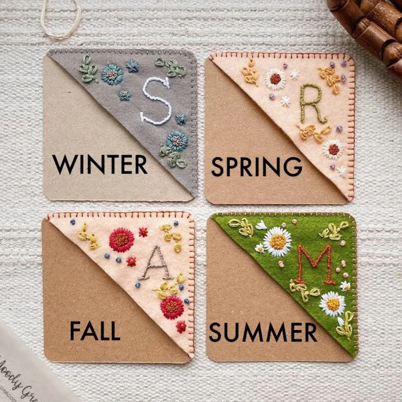 

Personalized Hand Embroidered Corner Bookmarks Creative Chinese Elegant Felt Flower Hand Embroidered Corner Bookmark Stationery
