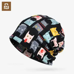 Youpin Skullies Beanies Men Hat Women Knitted Hats Fashion Printed Cotton Warm Cap Unisex Bonnet Scarf Hat Dual-use Casual Wild