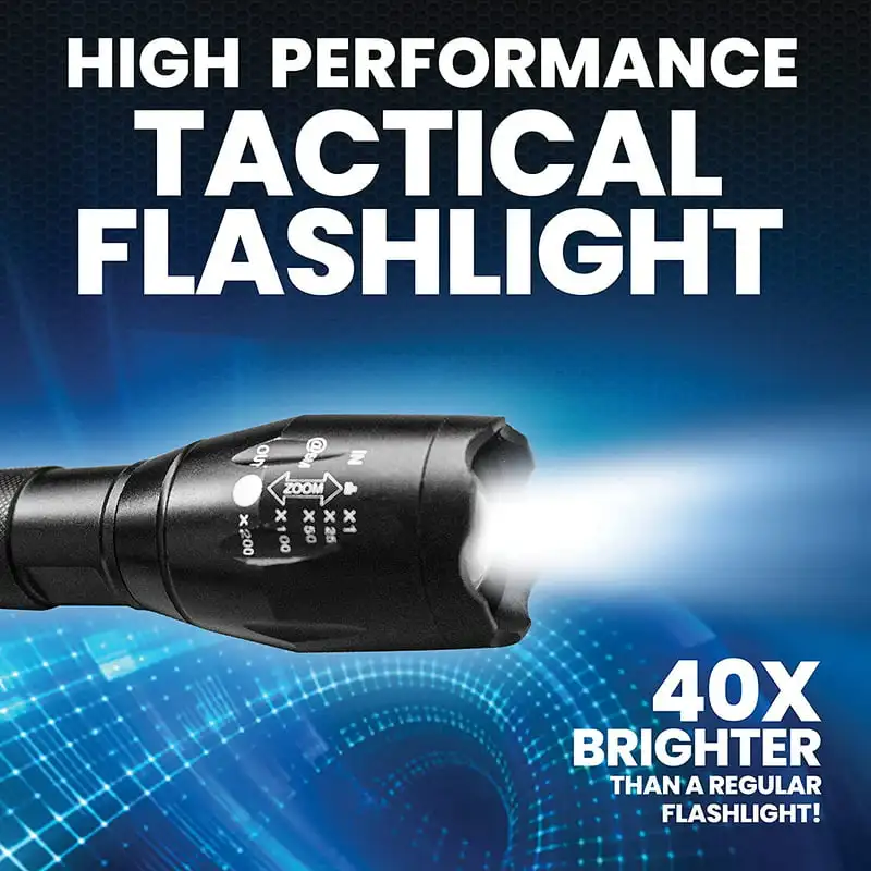 

3 Packs of Tac Flashlight, 40x Brighter with 5 Light Modes: Unique, Durable and Powerful LED Flashlights for Outdoor Sports & Mo