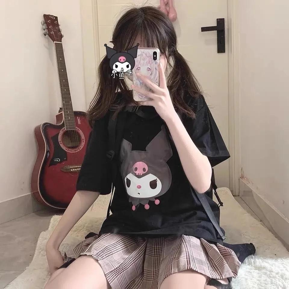 

Sanrio Hello Kitty Shirt Y2k Cotton Goth Girl Boy Short Sleeve Tees Couple Oversized Casual T-shirt My Melody Top Anime Harajuku