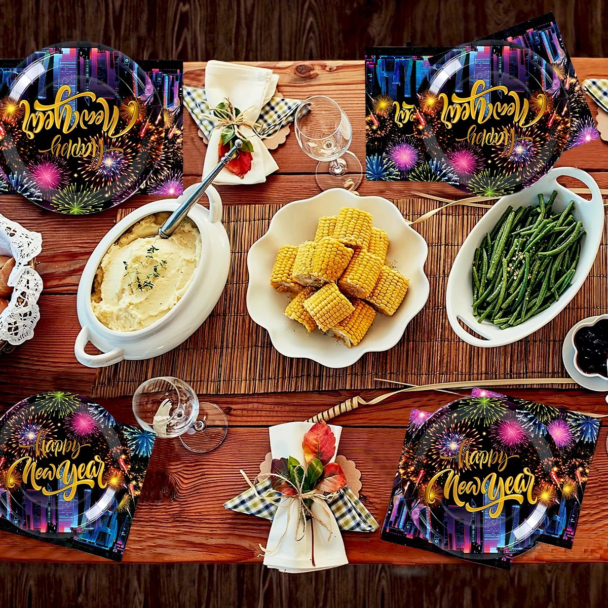 Новогодние фейерверки наборы бумажных тарелок рождественские украшения для