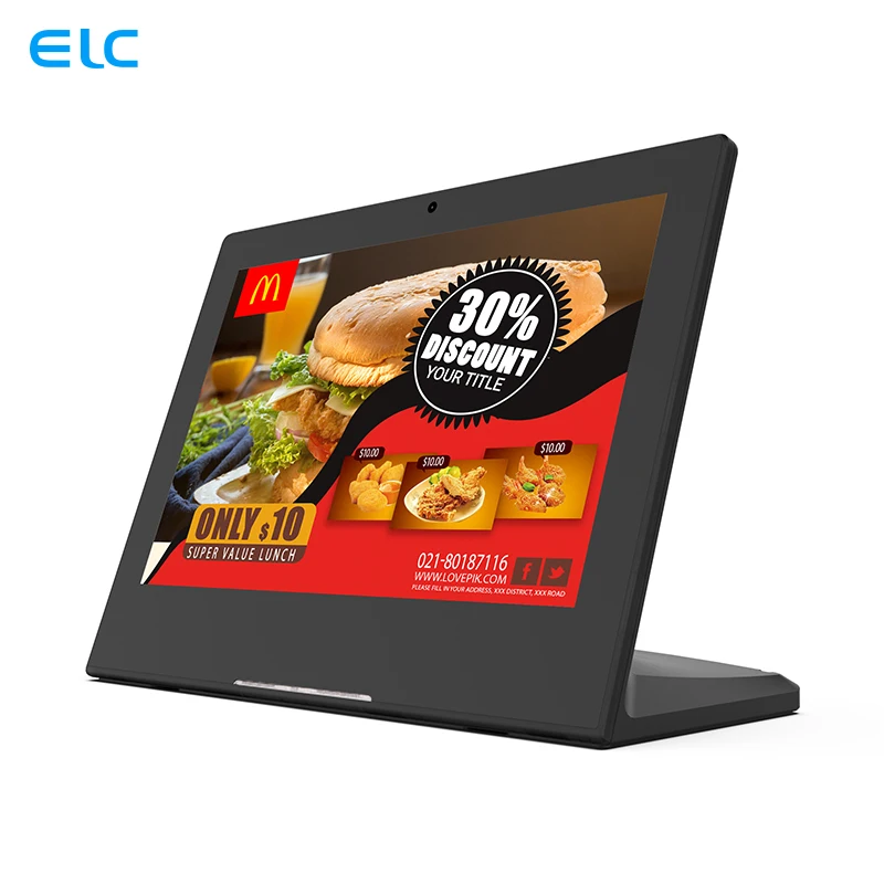 

L Shape 10.1 Inch Touch Screen Customer Feedback Evaluator Restaurant Ordering Rj45 Optional POE NFC Desktop Android Tablet