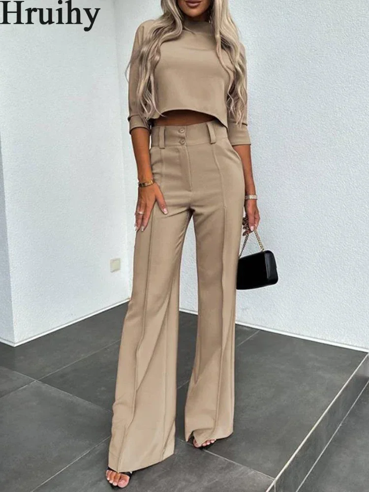 

Elegant Women's Sets New Arrivals 2023 O Neck Blouse High Waist Pant Sweet Fashion Woman Clothes Spring Autumn 2 Piece Outfits