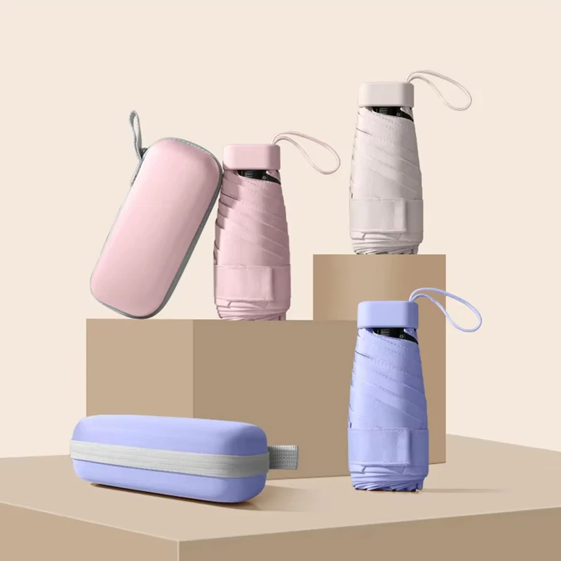 Фото Ультракомпактный мини-зонт Xiaomi с черным покрытием, портативный карманный солнечный дождь двойного назначения, легкий дорожный зонт для женщин и мужчин №3